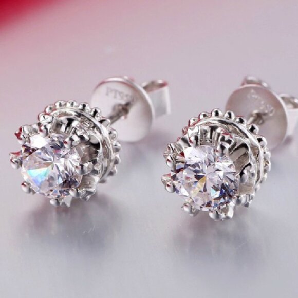 Beautiful CZ Flower Round Stud Earring for Women, INDN8598 - Picture 5 of 5